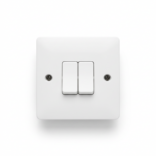 White 2 Gang 2 Way Light Switch 10AX | Elite Elegance