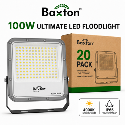 Baxton Ultimate 100W LED Floodlight 4000K High Lumen (150lm/w) IP65 – Trade Carton (20 Pack)