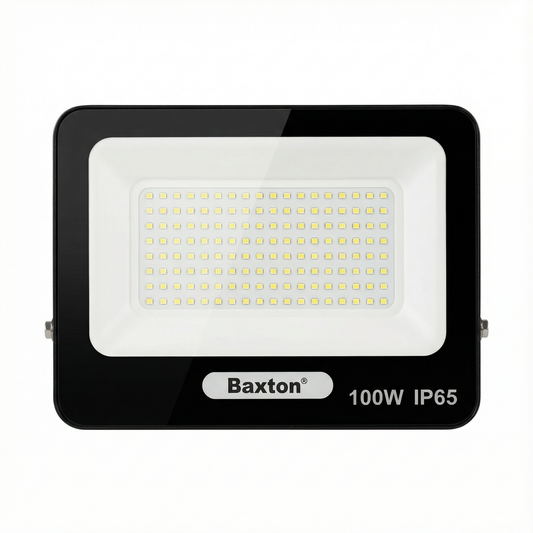 Baxton 100W LED Slimline Floodlight 6500K Daylight White IP65 Outdoor Floodlight