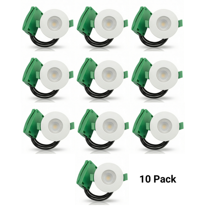 6 Pack Fire Rated LED Downlights IP65 3CCT Dimmable Push-Fit Ceiling Spot Lights