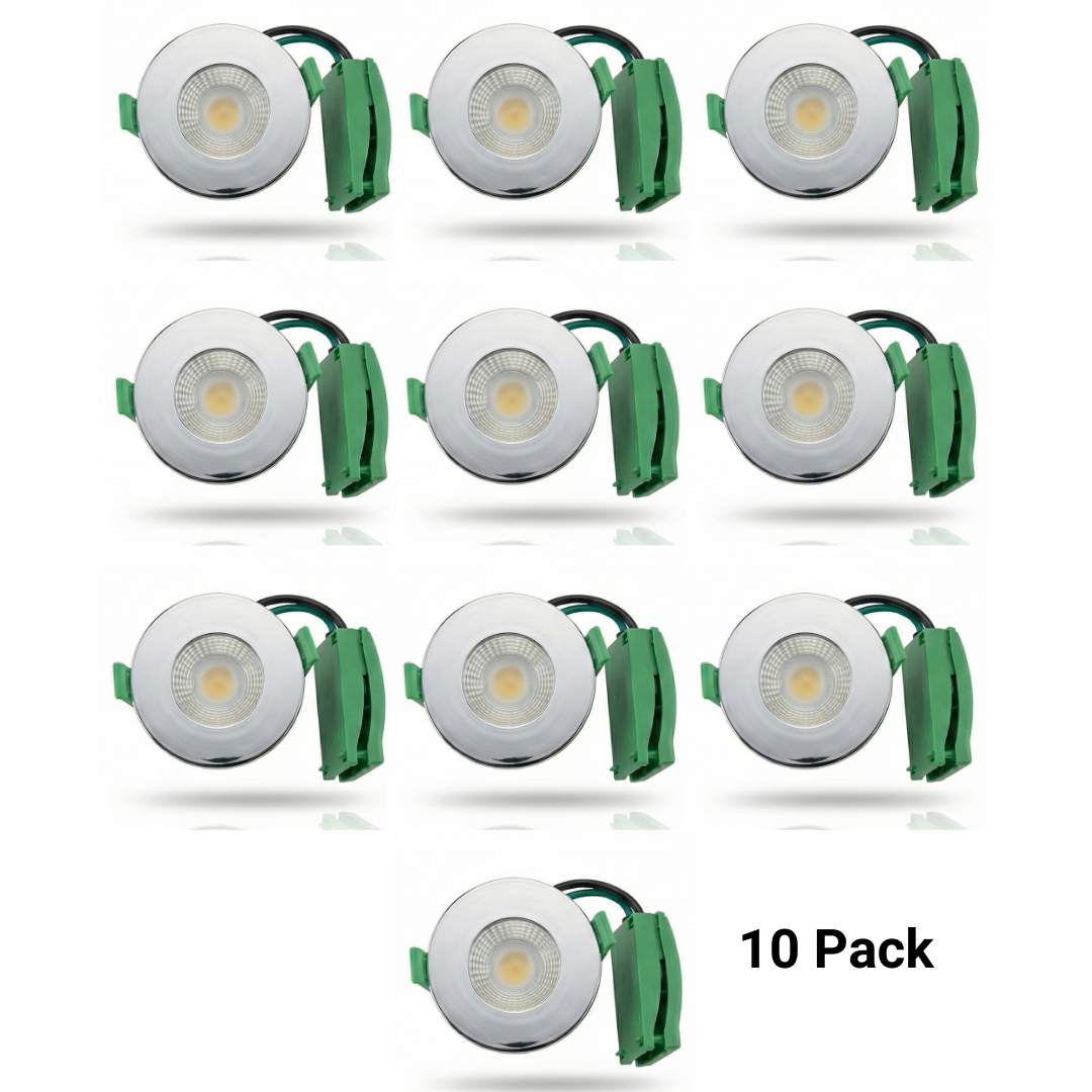 6 Pack Fire Rated LED Downlights IP65 3CCT Dimmable Push-Fit Ceiling Spot Lights