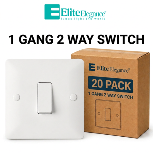 Elite Elegance 1 Gang 2 Way Light Switch 10AX White – Installer Pack (20 Pack)