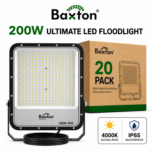 Baxton Ultimate 200W LED Floodlight 4000K High Lumen (150lm/w) IP65 – Trade Carton (20 Pack)