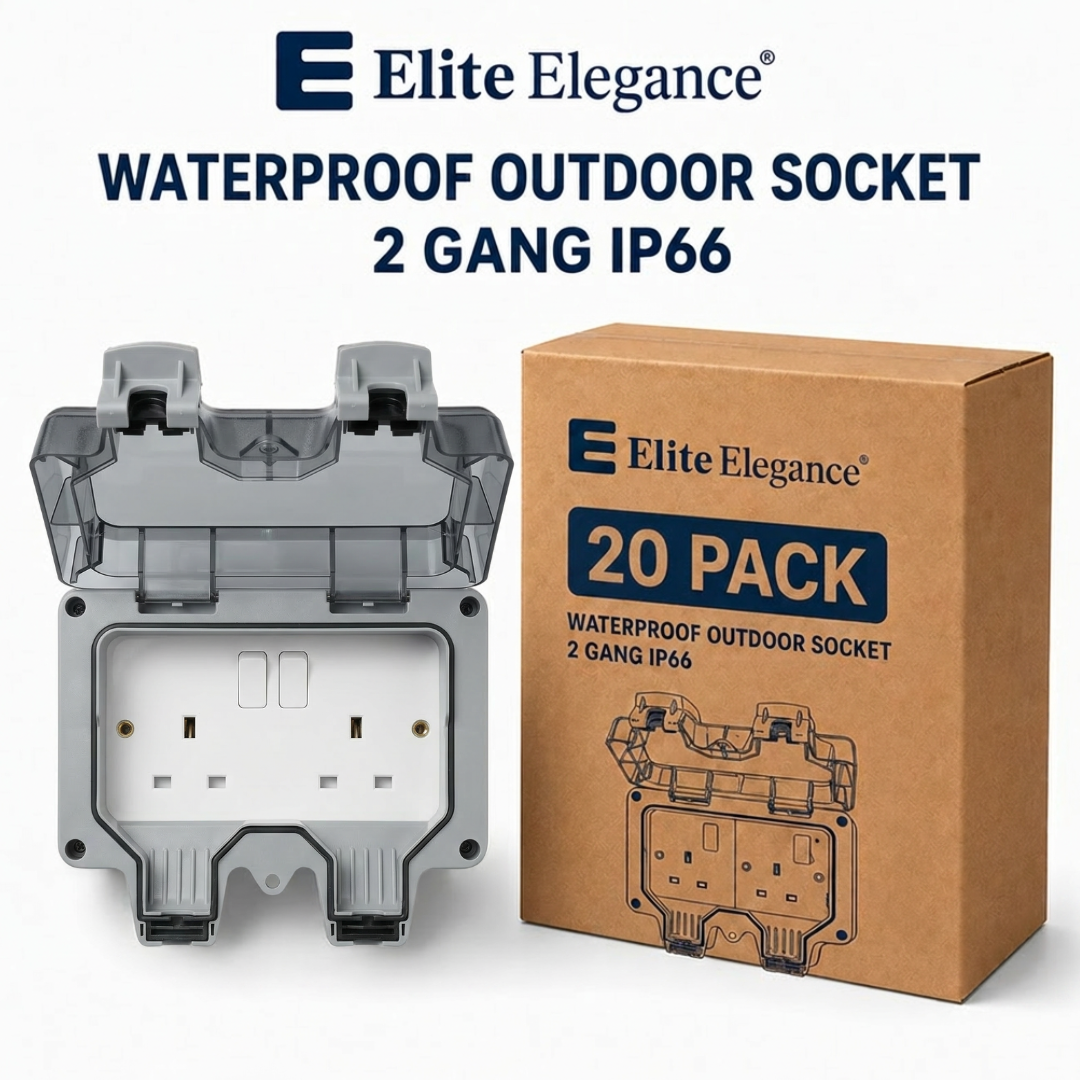 Elite Elegance Waterproof Outdoor Socket IP66 2 Gang – Trade Carton (20 Pack)