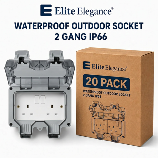 Elite Elegance Waterproof Outdoor Socket IP66 2 Gang – Trade Carton (20 Pack)