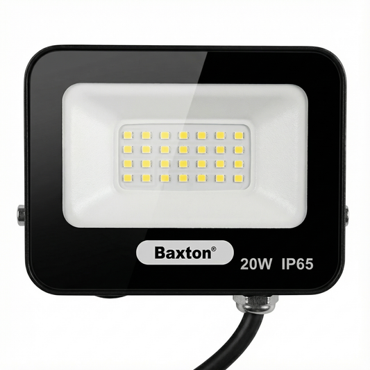 Baxton 20W LED Slimline Floodlight 6500K Daylight White IP65 Outdoor Light