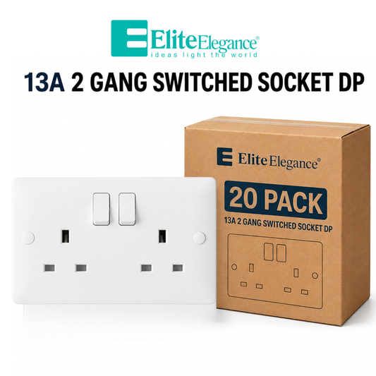 Elite Elegance 13A Double Switched Socket DP White – Installer Pack (20 Pack)