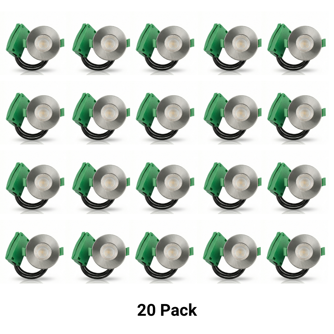 6 Pack Fire Rated LED Downlights IP65 3CCT Dimmable Push-Fit Ceiling Spot Lights