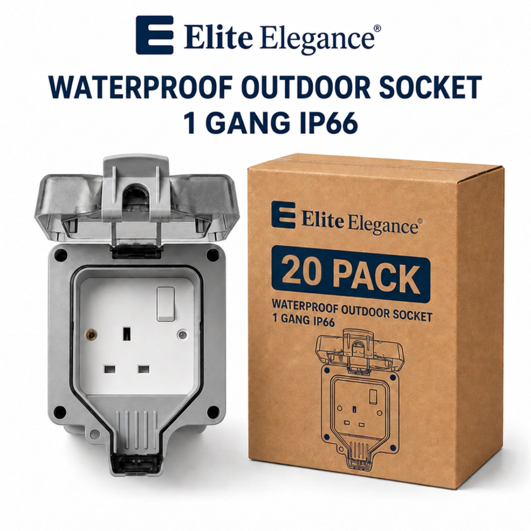Elite Elegance Waterproof Outdoor Socket IP66 1 Gang – Trade Carton (20 Pack)