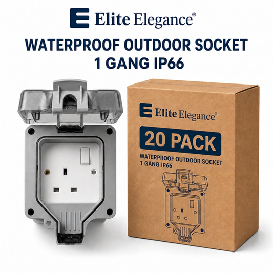 Elite Elegance Waterproof Outdoor Socket IP66 1 Gang – Trade Carton (20 Pack)