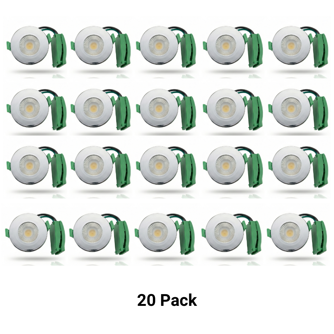 6 Pack Fire Rated LED Downlights IP65 3CCT Dimmable Push-Fit Ceiling Spot Lights