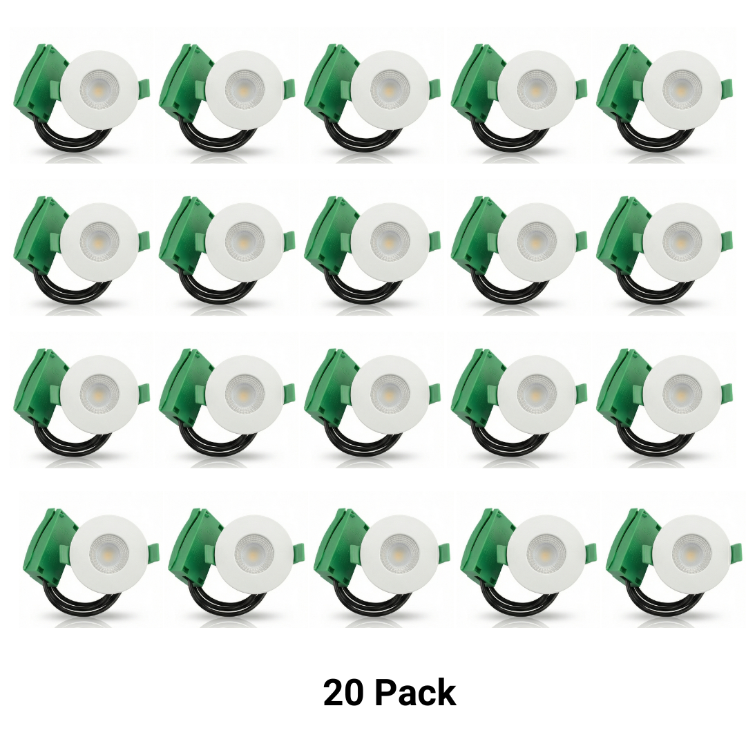 6 Pack Fire Rated LED Downlights IP65 3CCT Dimmable Push-Fit Ceiling Spot Lights