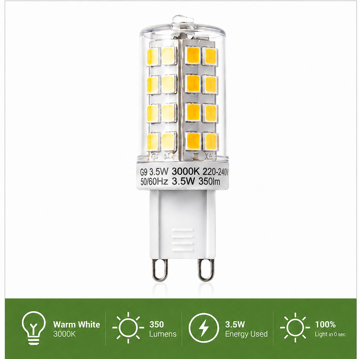 Baxton 10 Pack G9 LED Light Bulbs 3.5W Warm White 3000K Non Dimmable