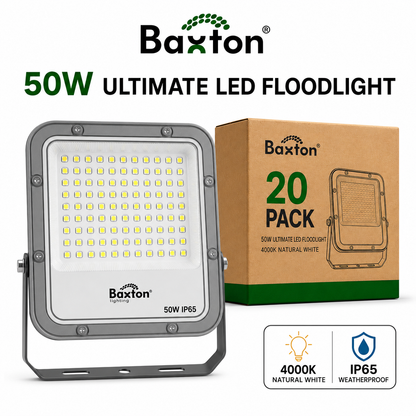 Baxton Ultimate 50W LED Floodlight 4000K High Lumen (150lm/w) IP65 – Trade Carton (20 Pack)