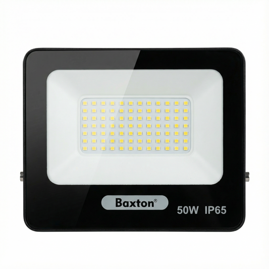 Baxton 50W LED Slimline Floodlight 6500K Daylight White IP65 Outdoor Floodlight