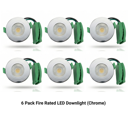 6 Pack Fire Rated LED Downlights IP65 3CCT Dimmable Push-Fit Ceiling Spot Lights