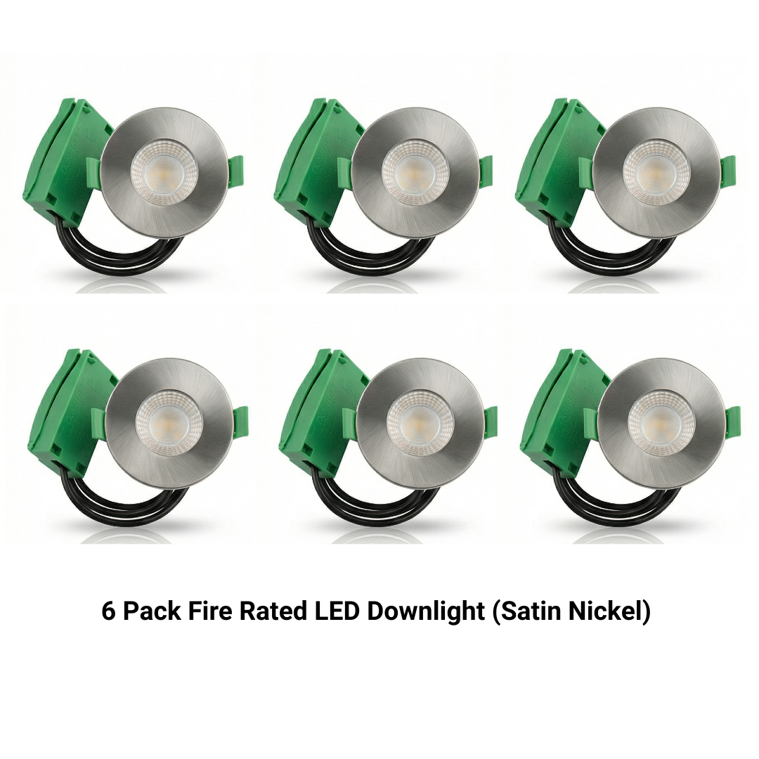 6 Pack Fire Rated LED Downlights IP65 3CCT Dimmable Push-Fit Ceiling Spot Lights