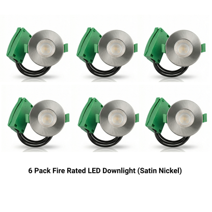 6 Pack Fire Rated LED Downlights IP65 3CCT Dimmable Push-Fit Ceiling Spot Lights