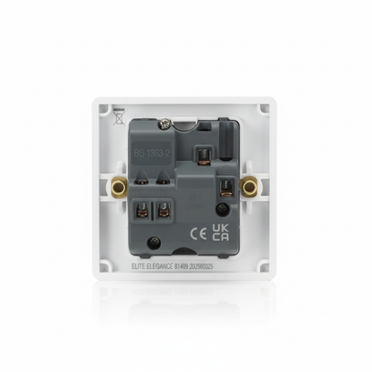 13A Single Switched Socket DP White | Elite Elegance