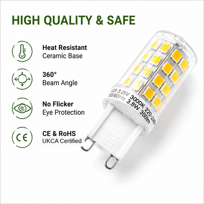 Baxton 10 Pack G9 LED Light Bulbs 3.5W Warm White 3000K Non Dimmable