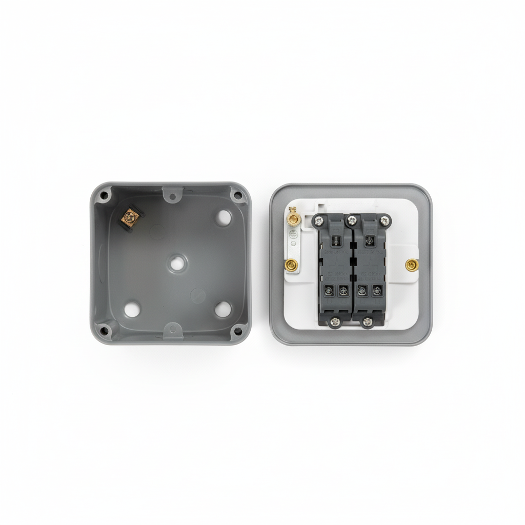 2 Gang 2 Way Metal Clad Light Switch 10AX | Elite Elegance