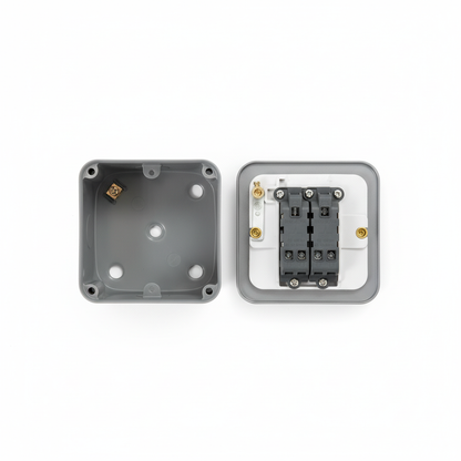 2 Gang 2 Way Metal Clad Light Switch 10AX | Elite Elegance