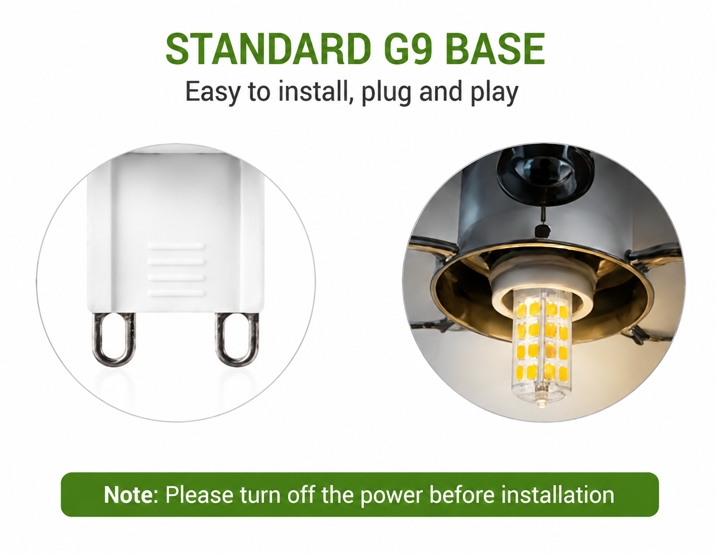Baxton 10 Pack G9 LED Light Bulbs 3.5W Warm White 3000K Non Dimmable