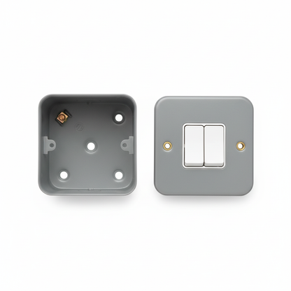 2 Gang 2 Way Metal Clad Light Switch 10AX | Elite Elegance