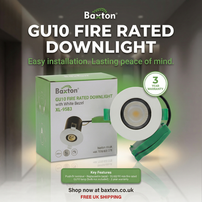 Baxton GU10 Fire-Rated Push-Fit Downlight