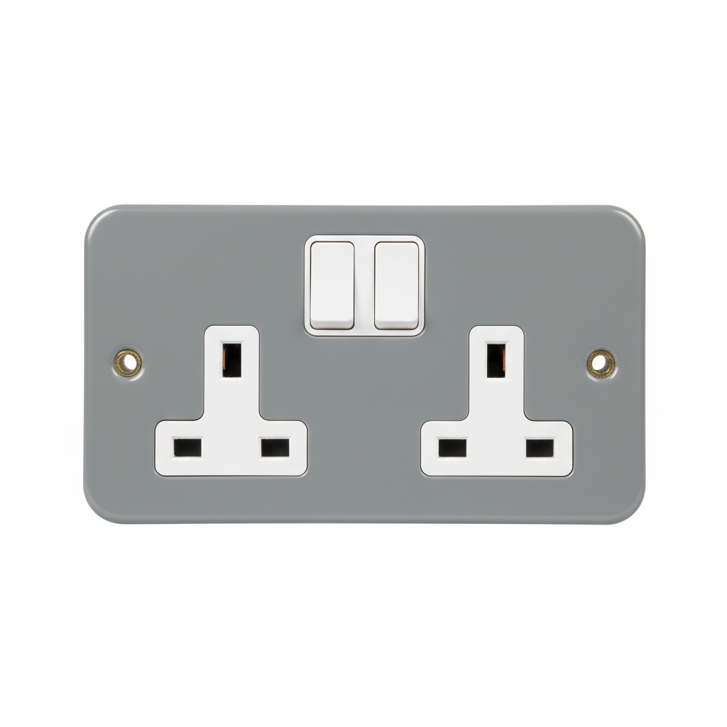 13A 2 Gang Metal Clad Switched Socket DP | Elite Elegance