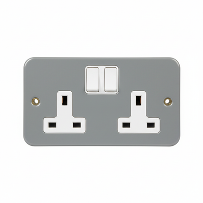 13A 2 Gang Metal Clad Switched Socket DP | Elite Elegance