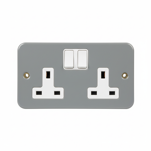 13A 2 Gang Metal Clad Switched Socket DP | Elite Elegance