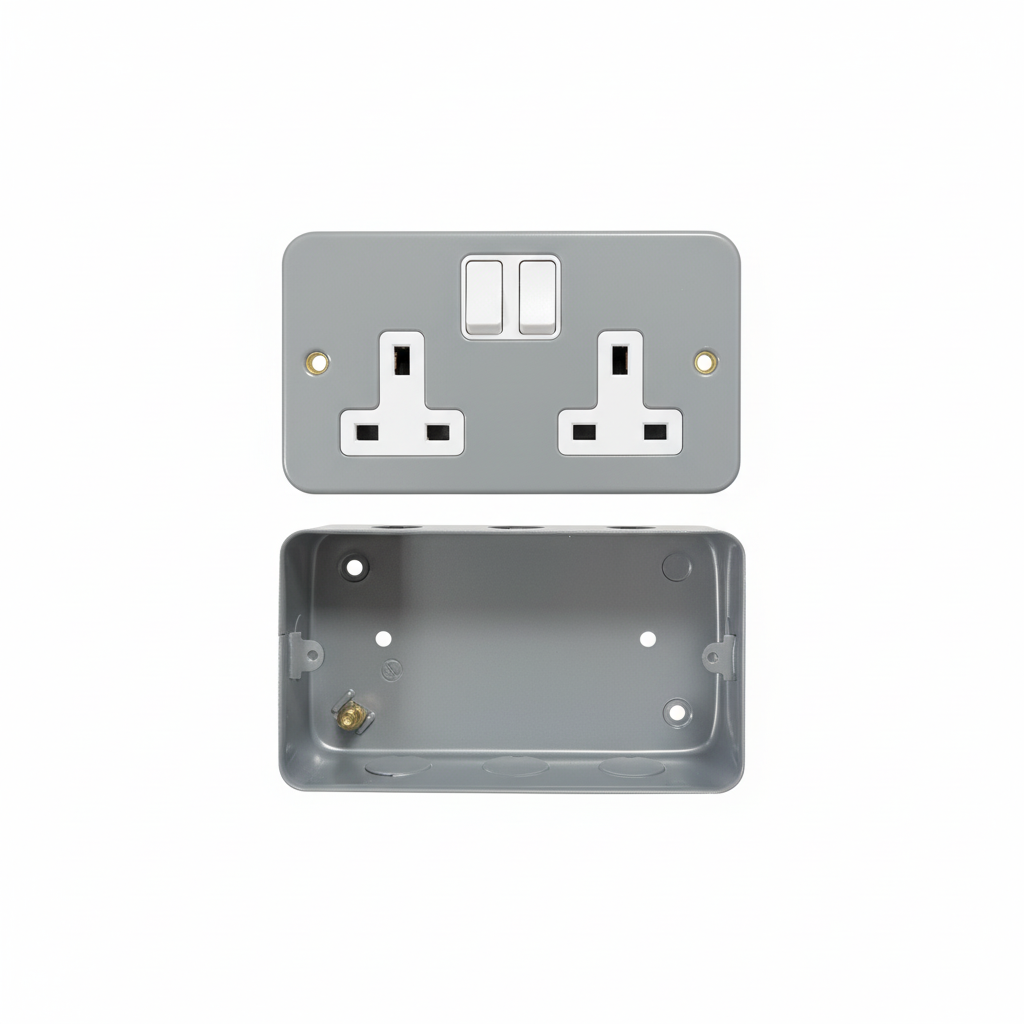 13A 2 Gang Metal Clad Switched Socket DP | Elite Elegance