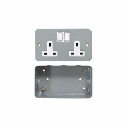 13A 2 Gang Metal Clad Switched Socket DP | Elite Elegance