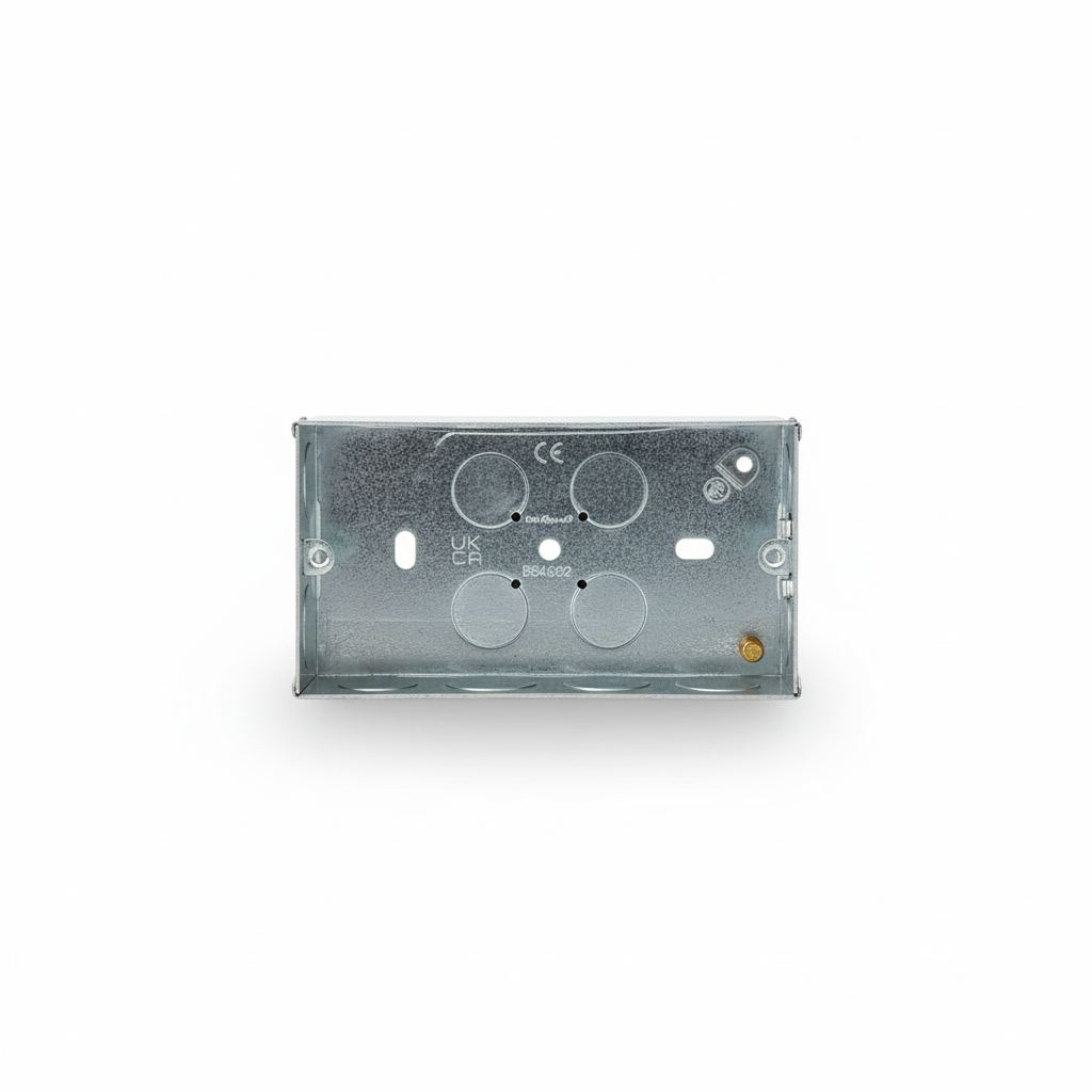 2 Gang Metal Back Box 25mm Adjustable Lug | Elite Elegance