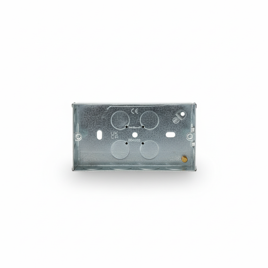 2 Gang Metal Back Box 25mm Adjustable Lug | Elite Elegance