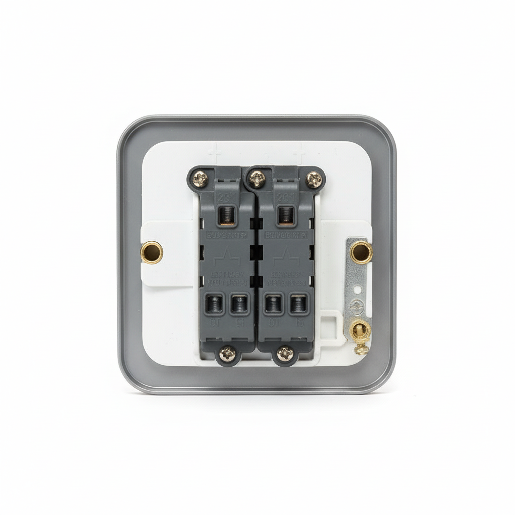 2 Gang 2 Way Metal Clad Light Switch 10AX | Elite Elegance