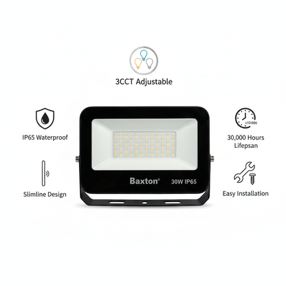 Baxton 200W LED Floodlight 3CCT (3000K 4000K 6500K) IP65 Outdoor Light