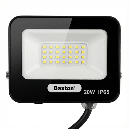 Baxton 20W LED Floodlights 6500K Daylight White (100lm/w) IP65 | Trade Carton (20pcs)