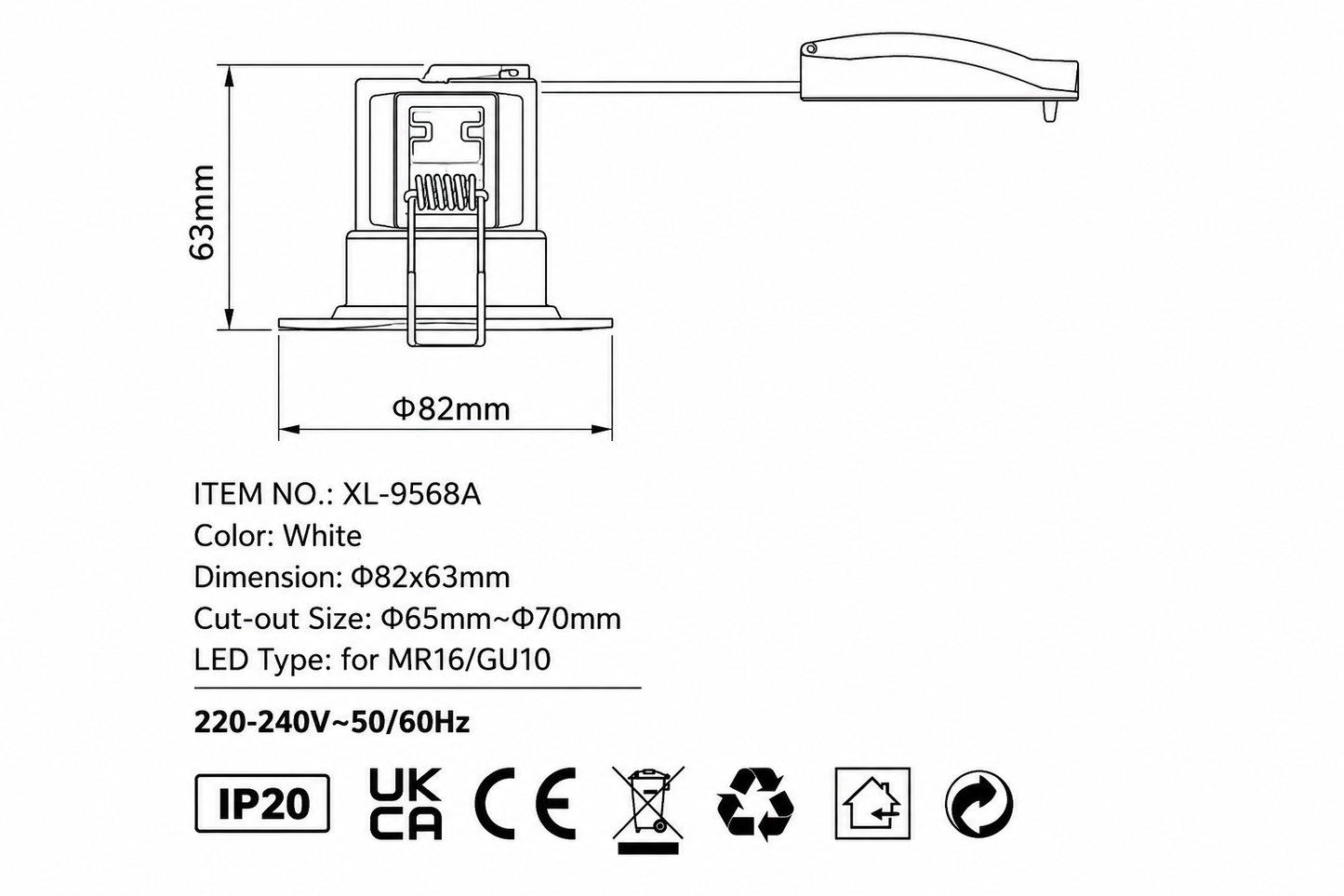 Baxton Essential Fire Rated GU10 Downlight White