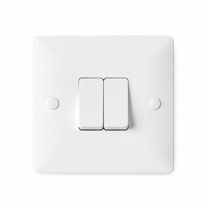 Elite Elegance 2 Gang 2 Way Light Switch 10AX White – Installer Pack (20 Pack)