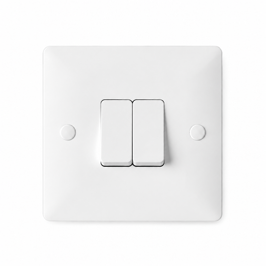 White 2 Gang 2 Way Light Switch 10AX | Elite Elegance