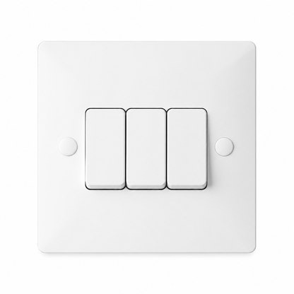 Elite Elegance 3 Gang 2 Way Light Switch 10AX White – Installer Pack (20 Pack)