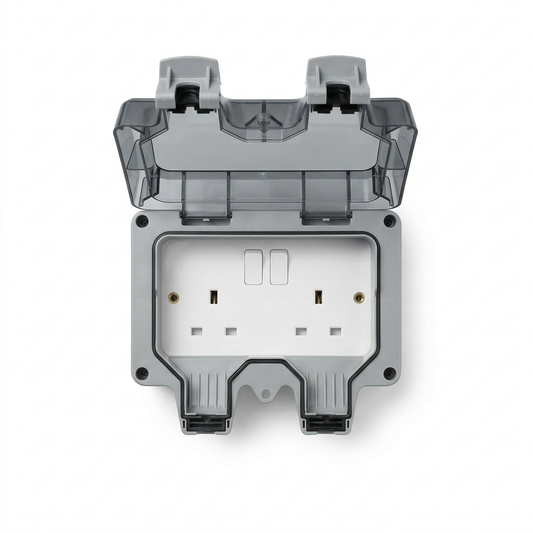 Elite Elegance Waterproof Outdoor Socket IP66 – 2 Gang Switched 13A