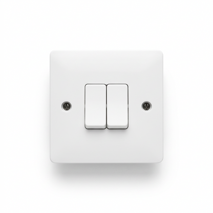 Elite Elegance 2 Gang 2 Way Light Switch 10AX White – Trade Carton (50 Pack)
