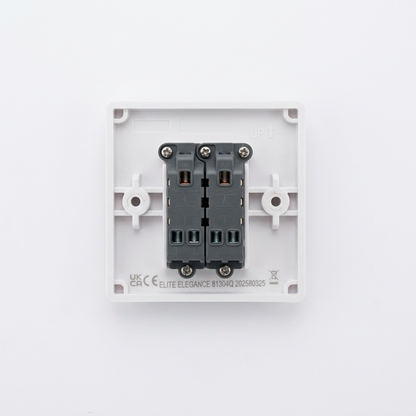 Elite Elegance 2 Gang 2 Way Light Switch 10AX White – Trade Carton (50 Pack)