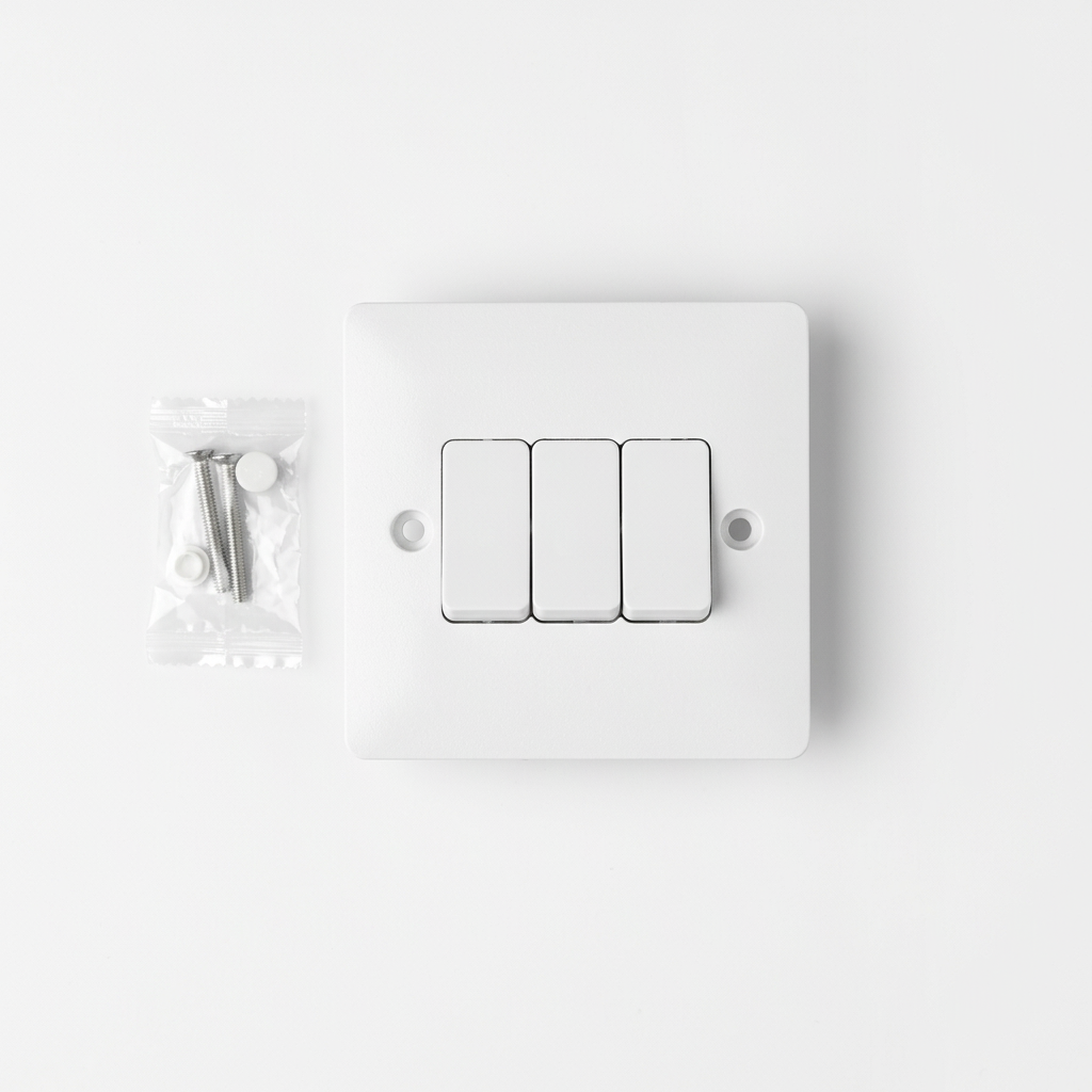 Elite Elegance 3 Gang 2 Way Light Switch 10AX White – Trade Carton (50 Pack)