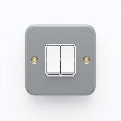 2 Gang 2 Way Metal Clad Light Switch 10AX | Elite Elegance
