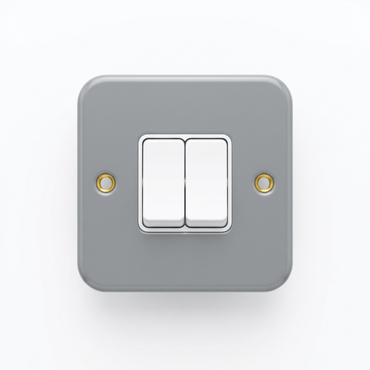2 Gang 2 Way Metal Clad Light Switch 10AX | Elite Elegance