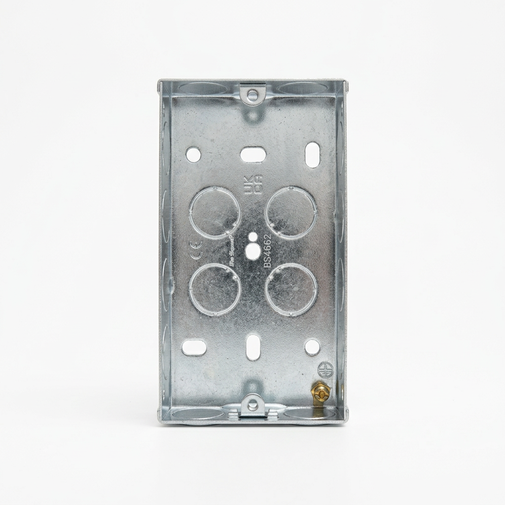 2 Gang Metal Back Box 25mm Adjustable Lug | Elite Elegance